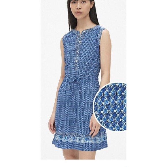 GAP Blue Patterned Midi Dress - Picture 1 of 9